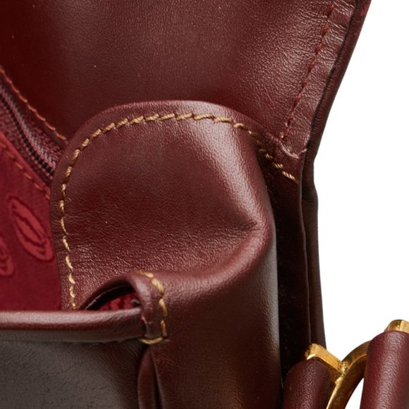 Cartier Must Line Crossbody Shoulder Bag Wine Red Bordeaux Leather Women's - Picture 8 of 10